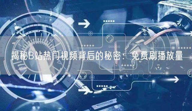 揭秘B站热门视频背后的秘密：免费刷播放量