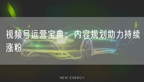 视频号运营宝典：内容规划助力持续涨粉