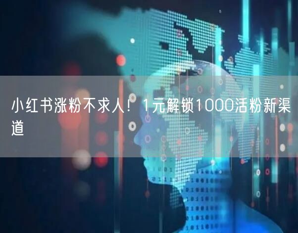 小红书涨粉不求人！1元解锁1000活粉新渠道
