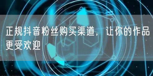 正规抖音粉丝购买渠道，让你的作品更受欢迎